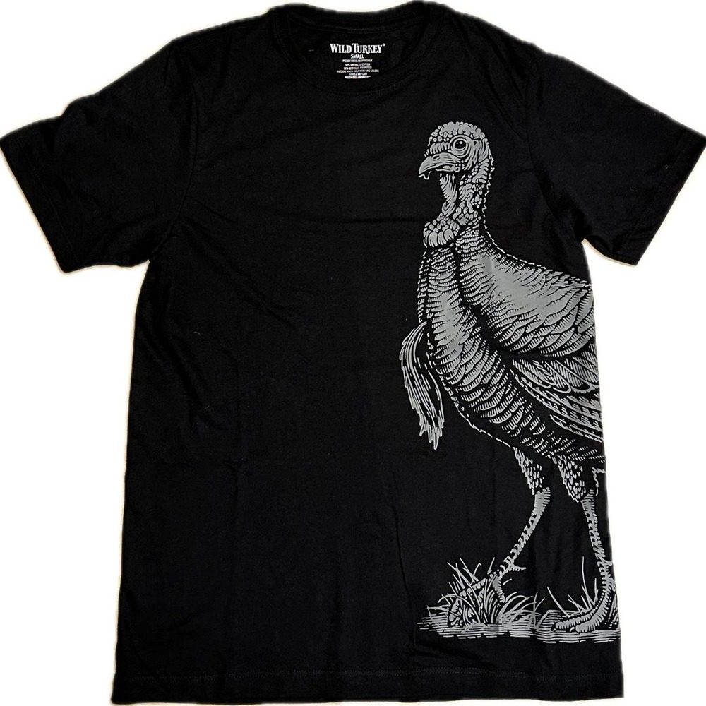 NEW! Wild Turkey bourbon whiskey Men's small black t-shirt‎ NOS